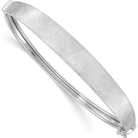 14K White Gold Satin Finish Graduated Oval Bangle Bracelet - 8mm Width by Oro Pregiato
