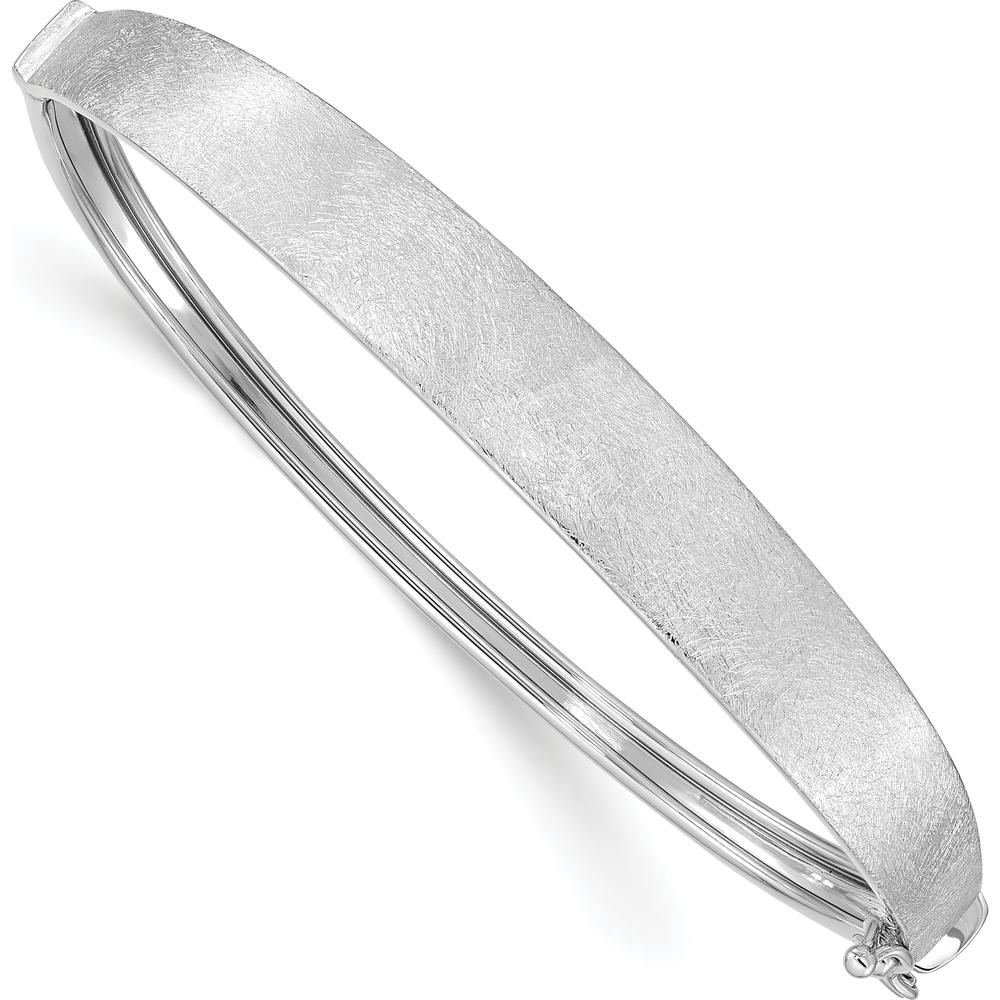 14K White Gold Satin Finish Graduated Oval Bangle Bracelet - 8mm Width by Oro Pregiato