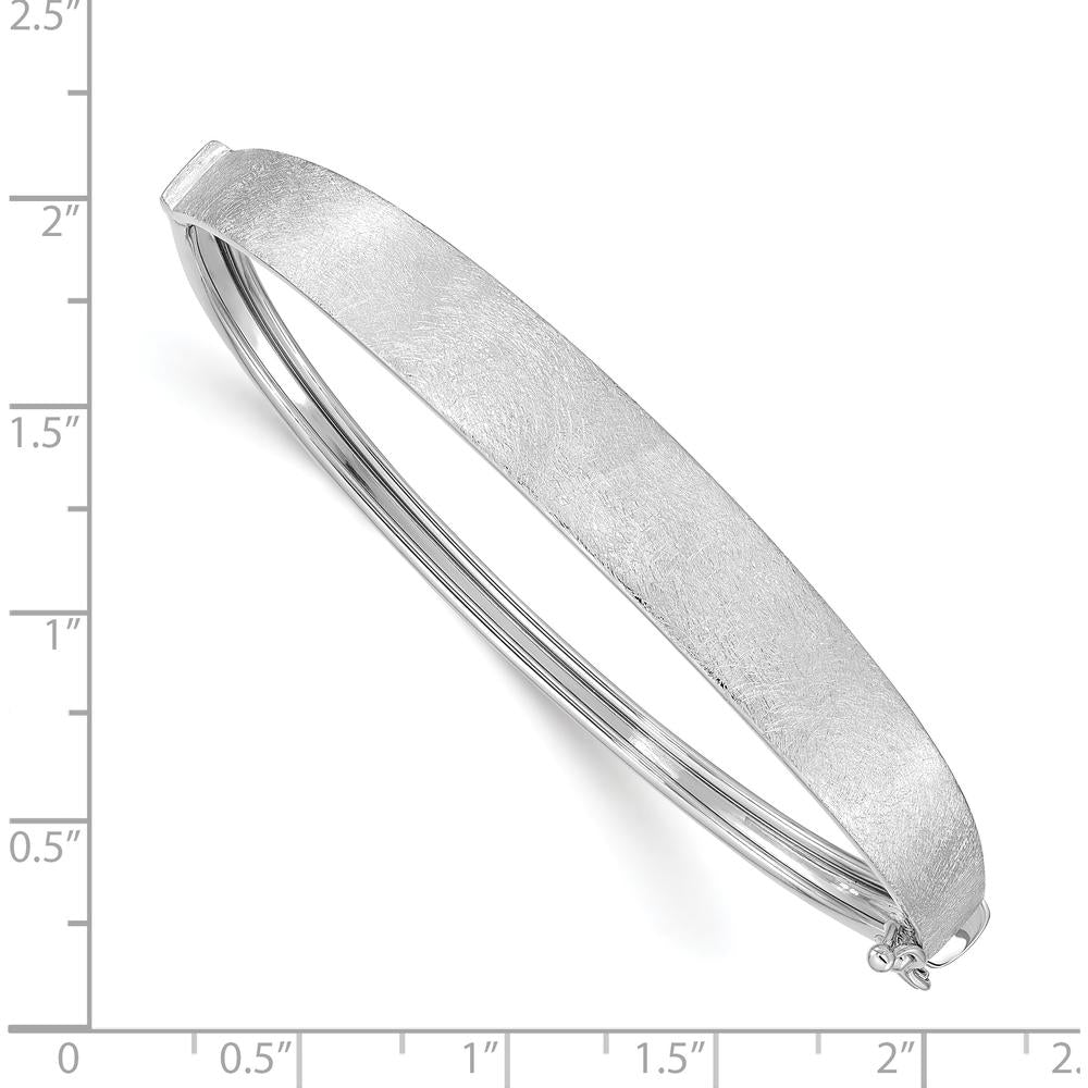 14K White Gold Satin Finish Graduated Oval Bangle Bracelet - 8mm Width by Oro Pregiato