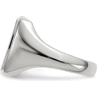 14K White Gold Satin Finish Men's Signet Ring with Polished & Brushed Detailing - Engravable, 13.0x15.0mm Top by 0
