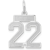 14K White Gold Satin Finish Number 22 Charm with Rhodium Plating by Oro Pregiato