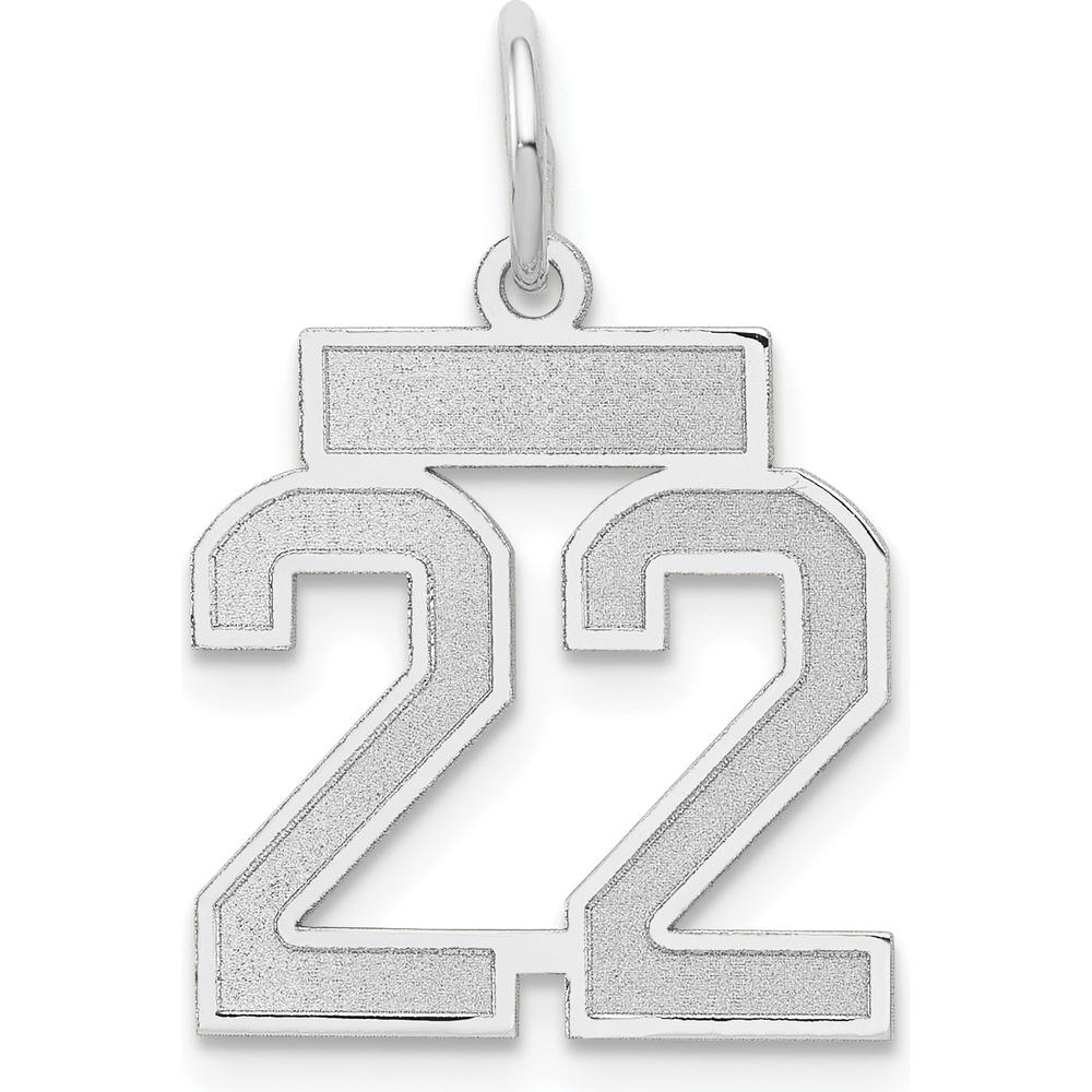 14K White Gold Satin Finish Number 22 Charm with Rhodium Plating by Oro Pregiato