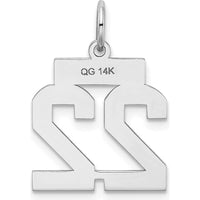 14K White Gold Satin Finish Number 22 Charm with Rhodium Plating by Oro Pregiato