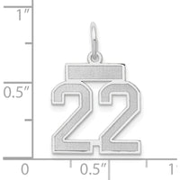 14K White Gold Satin Finish Number 22 Charm with Rhodium Plating by Oro Pregiato