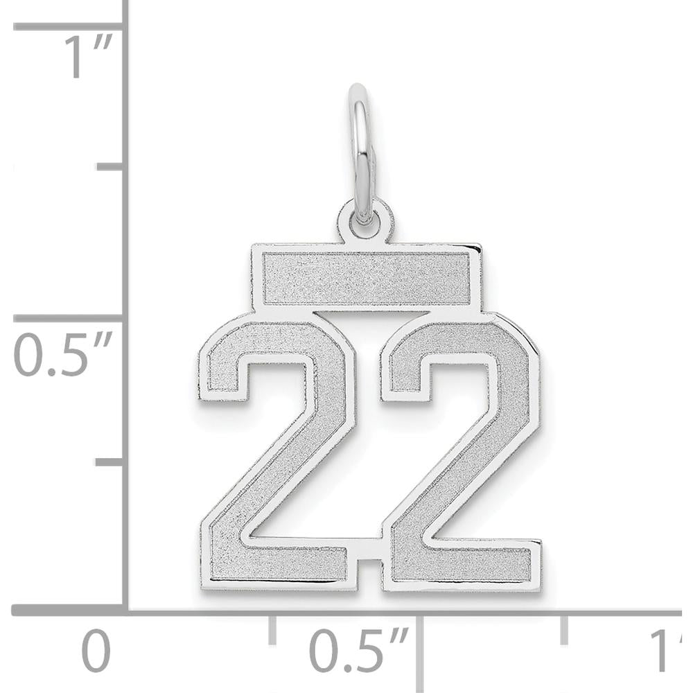 14K White Gold Satin Finish Number 22 Charm with Rhodium Plating by Oro Pregiato