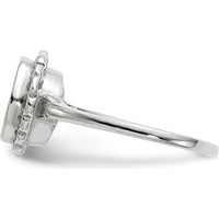 14K White Gold Satin-Finish Open Back Signet Ring - Engravable, 8.5x9.0mm Top by 0