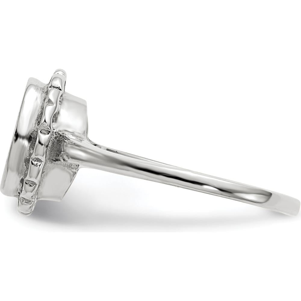14K White Gold Satin-Finish Open Back Signet Ring - Engravable, 8.5x9.0mm Top by 0