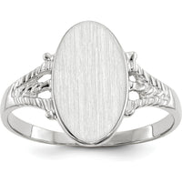 14K White Gold Satin Finish Signet Ring - 8.5x13.5mm, Engravable with Polished Band by 0