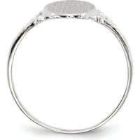 14K White Gold Satin Finish Signet Ring - 8.5x13.5mm, Engravable with Polished Band by 0