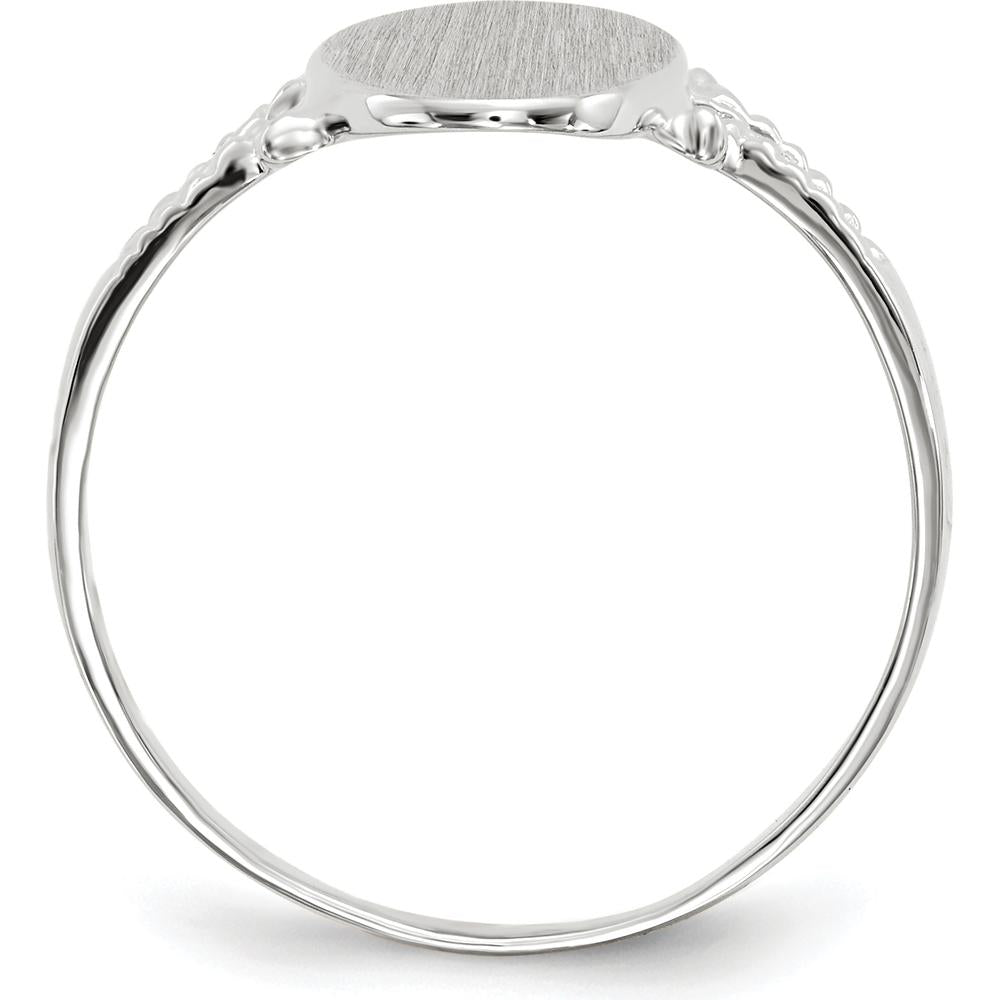 14K White Gold Satin Finish Signet Ring - 8.5x13.5mm, Engravable with Polished Band by 0