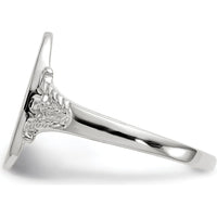 14K White Gold Satin Finish Signet Ring - 8.5x13.5mm, Engravable with Polished Band by 0
