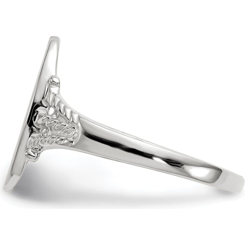 14K White Gold Satin Finish Signet Ring - 8.5x13.5mm, Engravable with Polished Band by 0