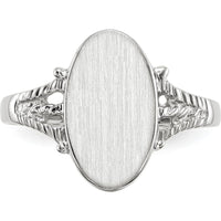 14K White Gold Satin Finish Signet Ring - 8.5x13.5mm, Engravable with Polished Band by 0