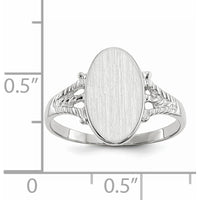 14K White Gold Satin Finish Signet Ring - 8.5x13.5mm, Engravable with Polished Band by 0