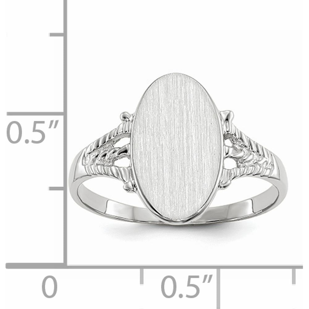 14K White Gold Satin Finish Signet Ring - 8.5x13.5mm, Engravable with Polished Band by 0