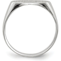 14K White Gold Satin Finish Signet Ring - Engravable 12.0x6.5mm by 0