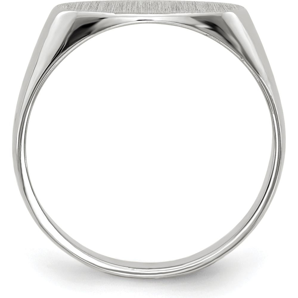 14K White Gold Satin Finish Signet Ring - Engravable 12.0x6.5mm by 0