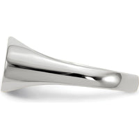 14K White Gold Satin Finish Signet Ring - Engravable 12.0x6.5mm by 0