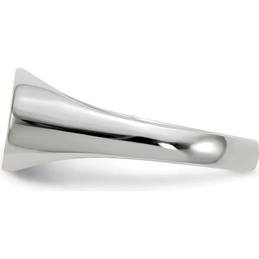 14K White Gold Satin Finish Signet Ring - Engravable 12.0x6.5mm by 0