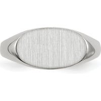14K White Gold Satin Finish Signet Ring - Engravable 12.0x6.5mm by 0