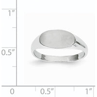 14K White Gold Satin Finish Signet Ring - Engravable 12.0x6.5mm by 0