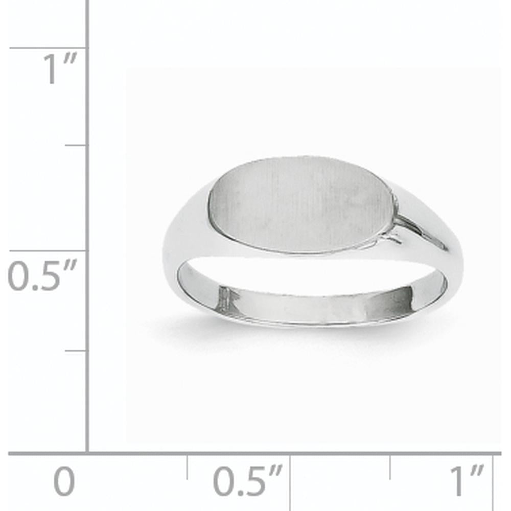 14K White Gold Satin Finish Signet Ring - Engravable 12.0x6.5mm by 0