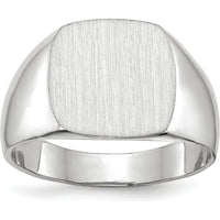 14K White Gold Satin Finish Signet Ring with Closed Back - 12.5mm x 12.5mm by 0