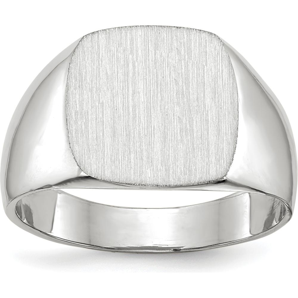 14K White Gold Satin Finish Signet Ring with Closed Back - 12.5mm x 12.5mm by 0