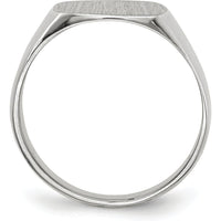 14K White Gold Satin Finish Signet Ring with Closed Back - 12.5mm x 12.5mm by 0
