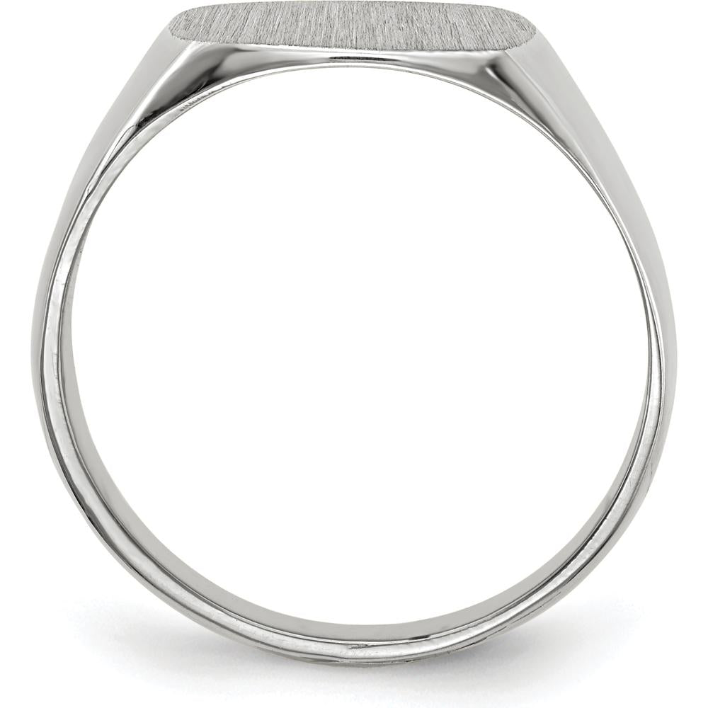 14K White Gold Satin Finish Signet Ring with Closed Back - 12.5mm x 12.5mm by 0