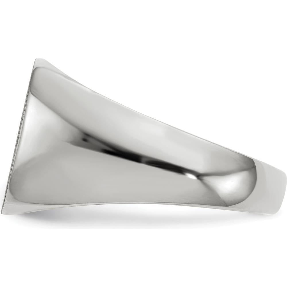 14K White Gold Satin Finish Signet Ring with Closed Back - 12.5mm x 12.5mm by 0