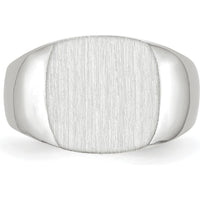 14K White Gold Satin Finish Signet Ring with Closed Back - 12.5mm x 12.5mm by 0