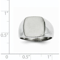14K White Gold Satin Finish Signet Ring with Closed Back - 12.5mm x 12.5mm by 0