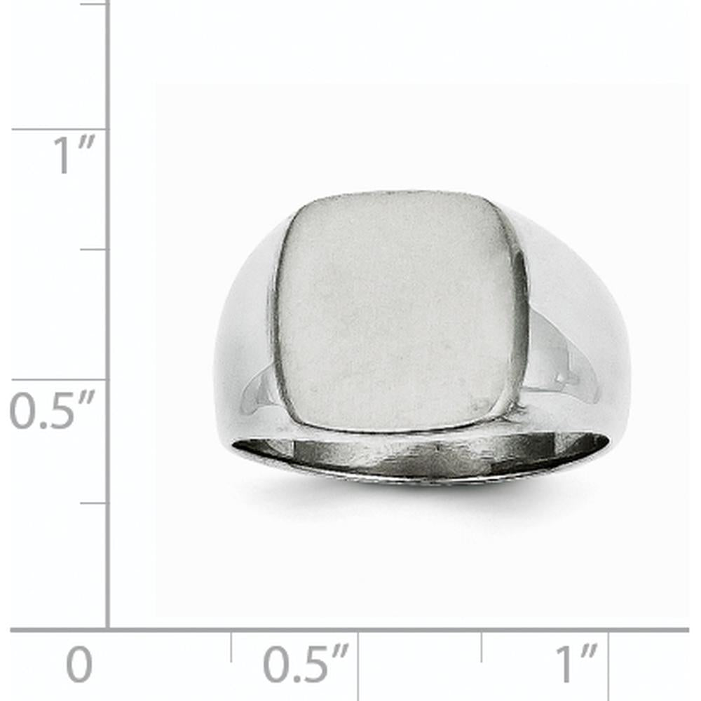 14K White Gold Satin Finish Signet Ring with Closed Back - 12.5mm x 12.5mm by 0