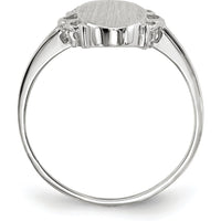 14K White Gold Satin Finish Signet Ring with Open Back Design - Engravable, 7.0x14.5mm by 0