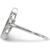 14K White Gold Satin Finish Signet Ring with Open Back Design - Engravable, 7.0x14.5mm by 0