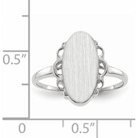 14K White Gold Satin Finish Signet Ring with Open Back Design - Engravable, 7.0x14.5mm by 0