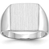14K White Gold Satin Finish Signet Ring with Open Back Design for Men by 0