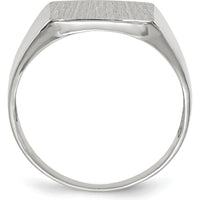 14K White Gold Satin Finish Signet Ring with Open Back Design for Men by 0