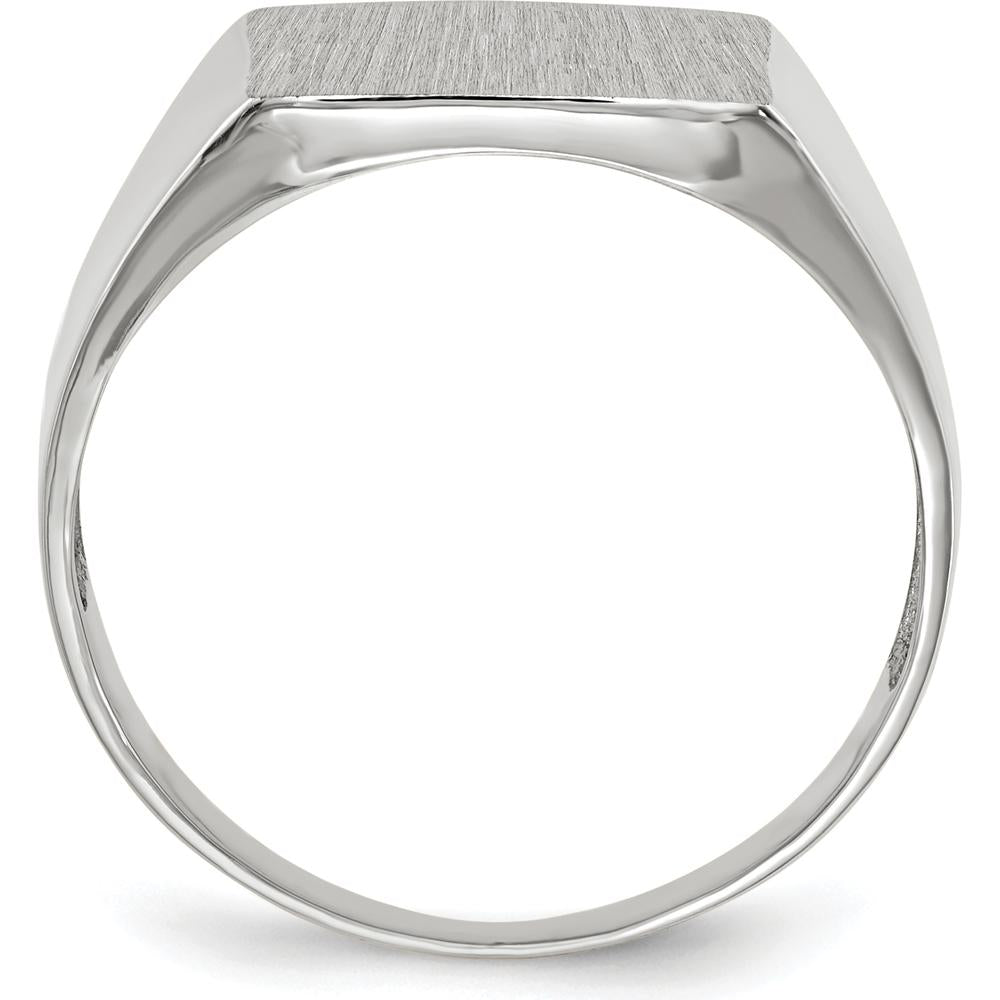 14K White Gold Satin Finish Signet Ring with Open Back Design for Men by 0