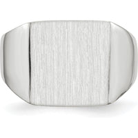 14K White Gold Satin Finish Signet Ring with Open Back Design for Men by 0