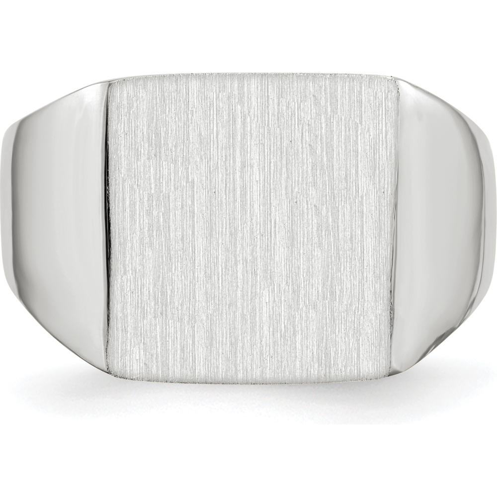 14K White Gold Satin Finish Signet Ring with Open Back Design for Men by 0