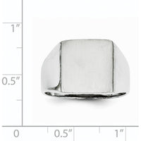 14K White Gold Satin Finish Signet Ring with Open Back Design for Men by 0