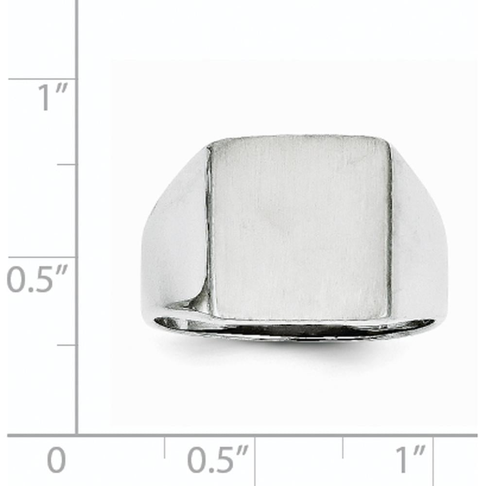 14K White Gold Satin Finish Signet Ring with Open Back Design for Men by 0
