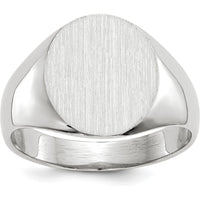 14K White Gold Satin Finish Signet Ring with Polished and Engravable Top - 12.5mm x 12mm by 0