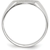 14K White Gold Satin Finish Signet Ring with Polished and Engravable Top - 12.5mm x 12mm by 0