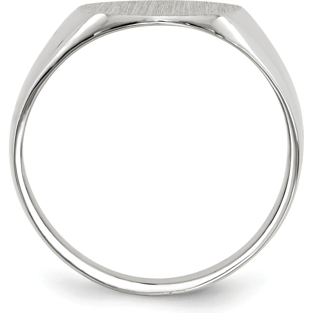14K White Gold Satin Finish Signet Ring with Polished and Engravable Top - 12.5mm x 12mm by 0