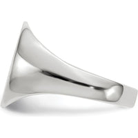 14K White Gold Satin Finish Signet Ring with Polished and Engravable Top - 12.5mm x 12mm by 0