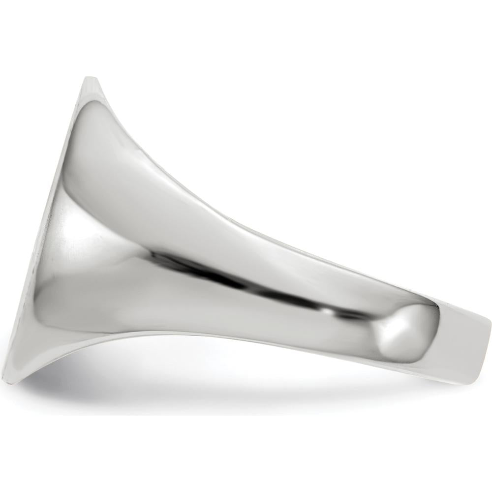 14K White Gold Satin Finish Signet Ring with Polished and Engravable Top - 12.5mm x 12mm by 0