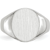 14K White Gold Satin Finish Signet Ring with Polished and Engravable Top - 12.5mm x 12mm by 0